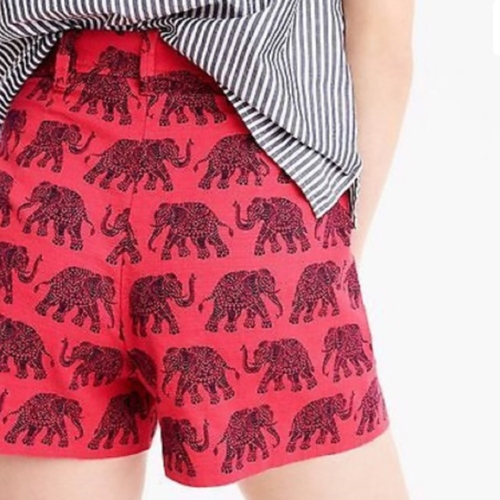 J CREW Coral Red High Waisted Pattern Shorts